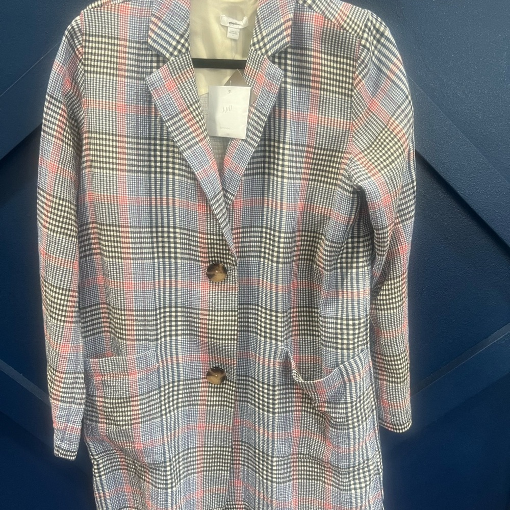 J. Jill Blazer NWT Womens Small Plaid Oversized Textured Boyfriend Jacket
